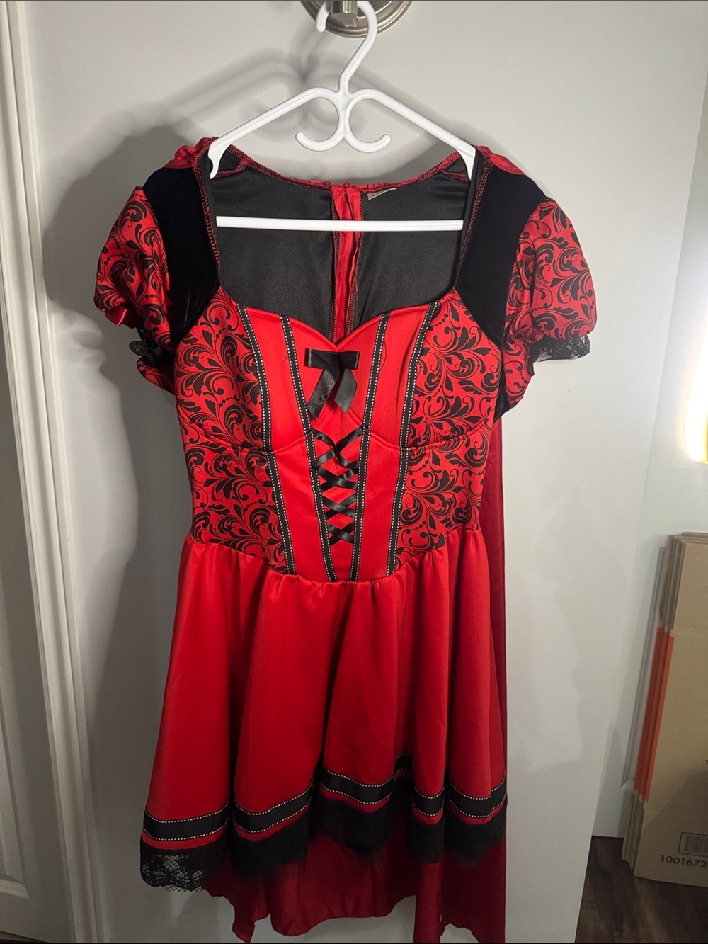 Red and Black Girls' Lace-Up Halloween Dress